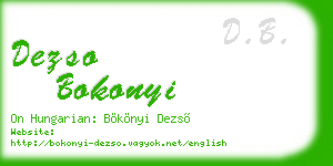dezso bokonyi business card